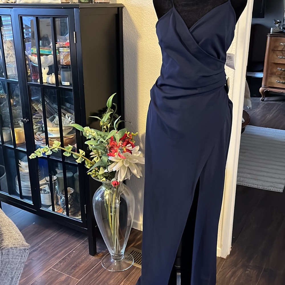 Windsor Deep Navy Wrap Maxi Dress with Front Slit